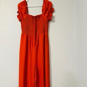 Code x Mode Vibrant Orange Smocked Jumpsuit. Medium